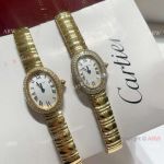 Copy Cartier Baignoire 1920 Iced Out Yellow Gold Quartz Watches